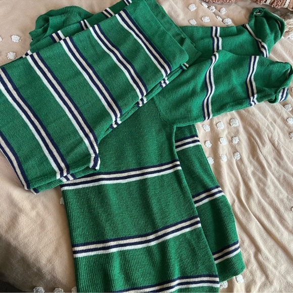 Free People Mariner Sweater Set in Green Bee Combo, Size L - Picture 6 of 6